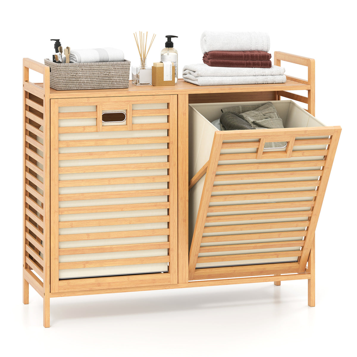 Laundry Care Bundle with Washing Machine Laundry Hamper and Foldable Drying Rack