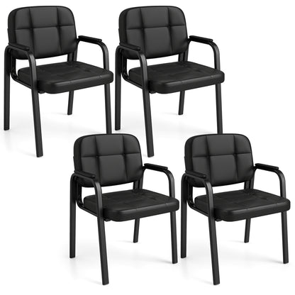 Leather Office Reception Chairs Waiting Room Guest Chairs Set of 4