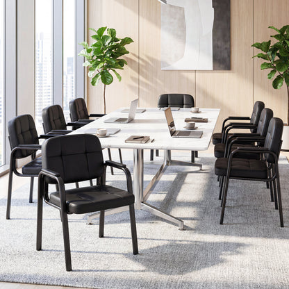 Leather Office Reception Chairs Waiting Room Guest Chairs Set of 8