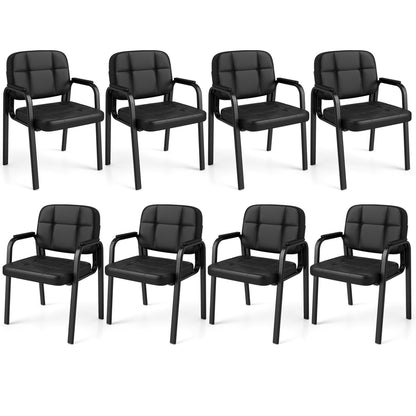 Leather Office Reception Chairs Waiting Room Guest Chairs Set of 8