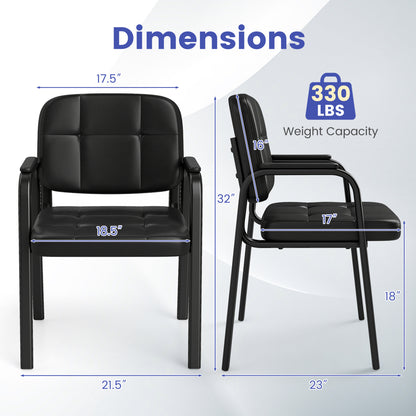 Leather Office Reception Chairs Waiting Room Guest Chairs Set of 8
