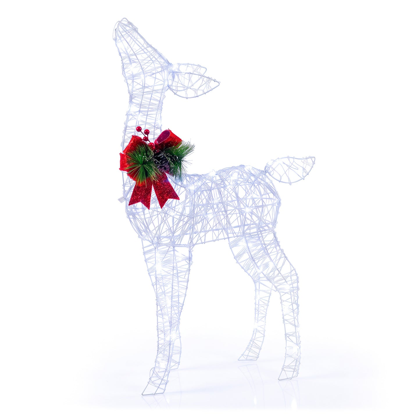 Lighted Christmas Deer Decorations with Cold White LED Lights-White