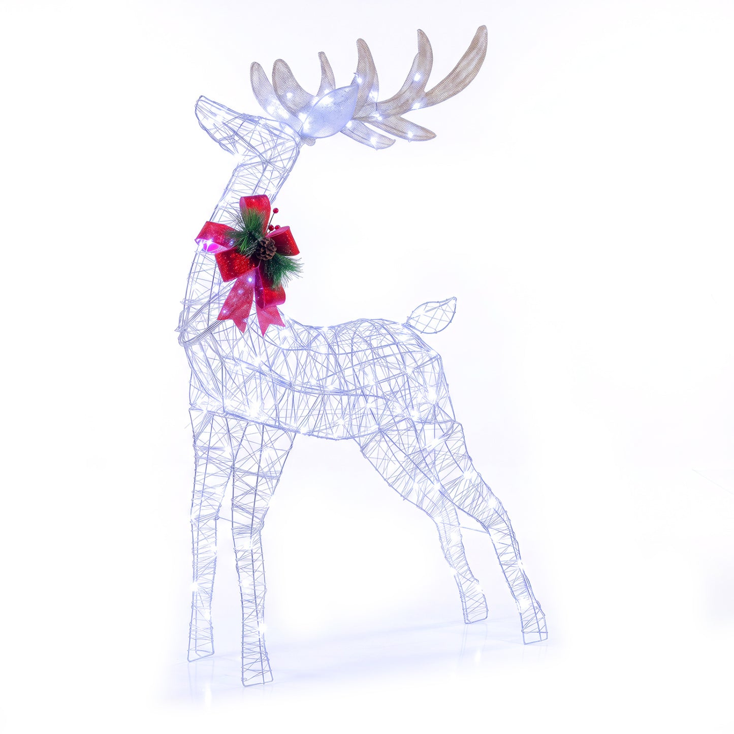 Lighted Christmas Reindeer with Cold LED Lights for Yard-White