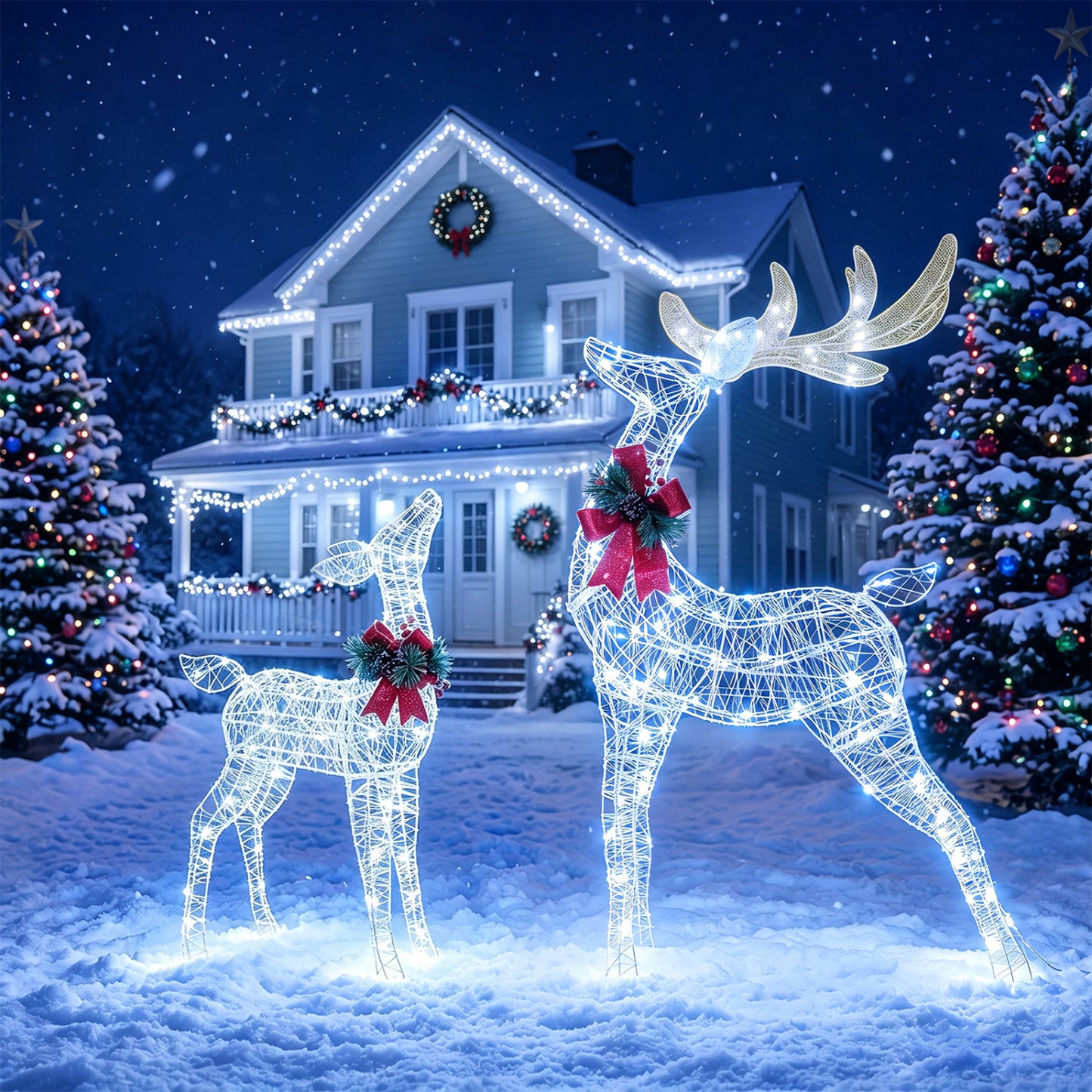 Lighted Christmas Reindeer Decoration with 170 Cold White LED Lights