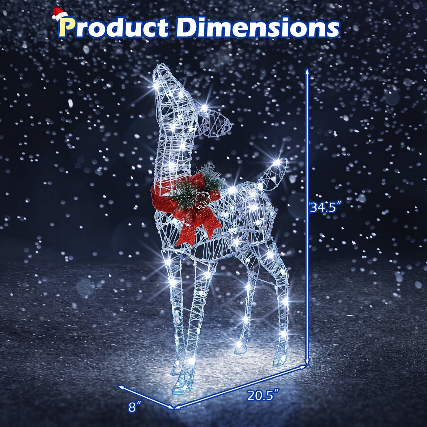 Lighted Christmas Reindeer Decoration with 170 Cold White LED Lights