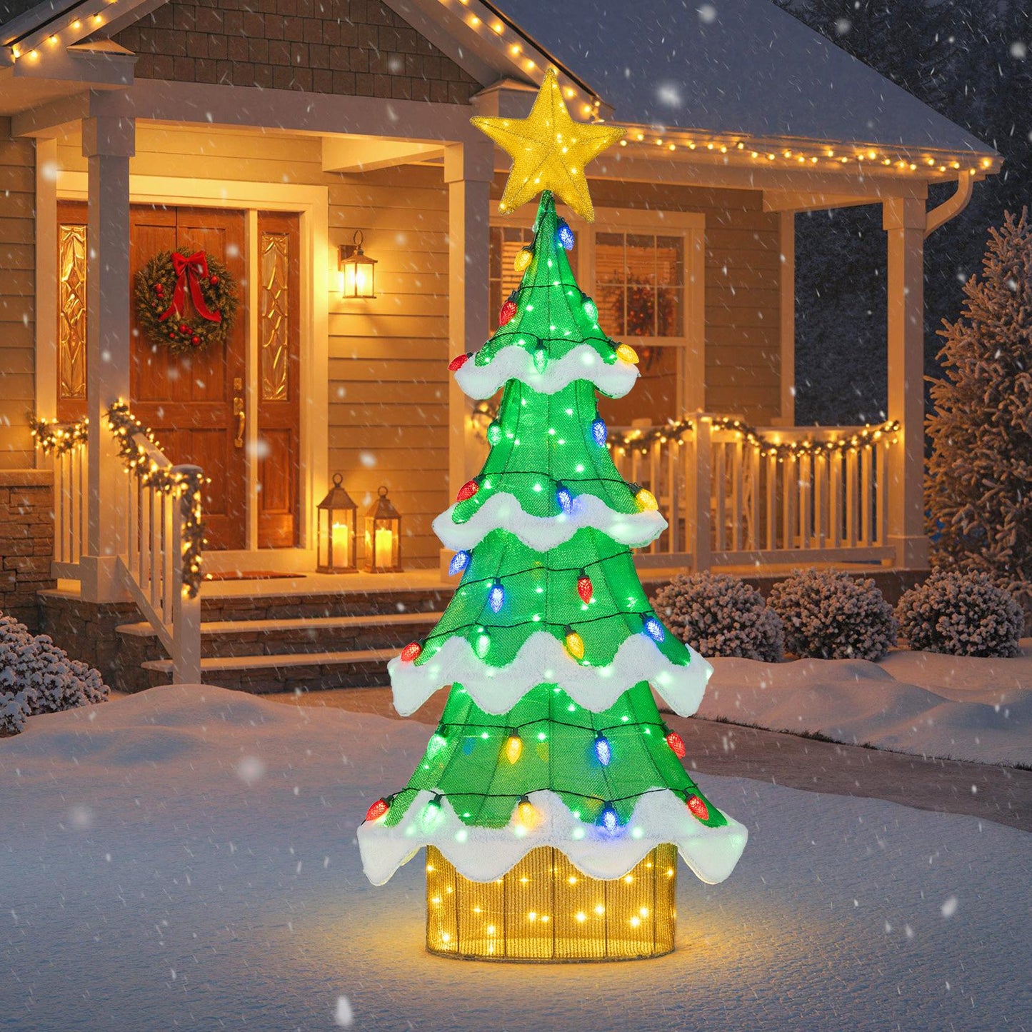 Lighted Christmas Tree Outdoor Indoor 3D Mesh Tree with 34 Colorful Strawberry Bulbs-M