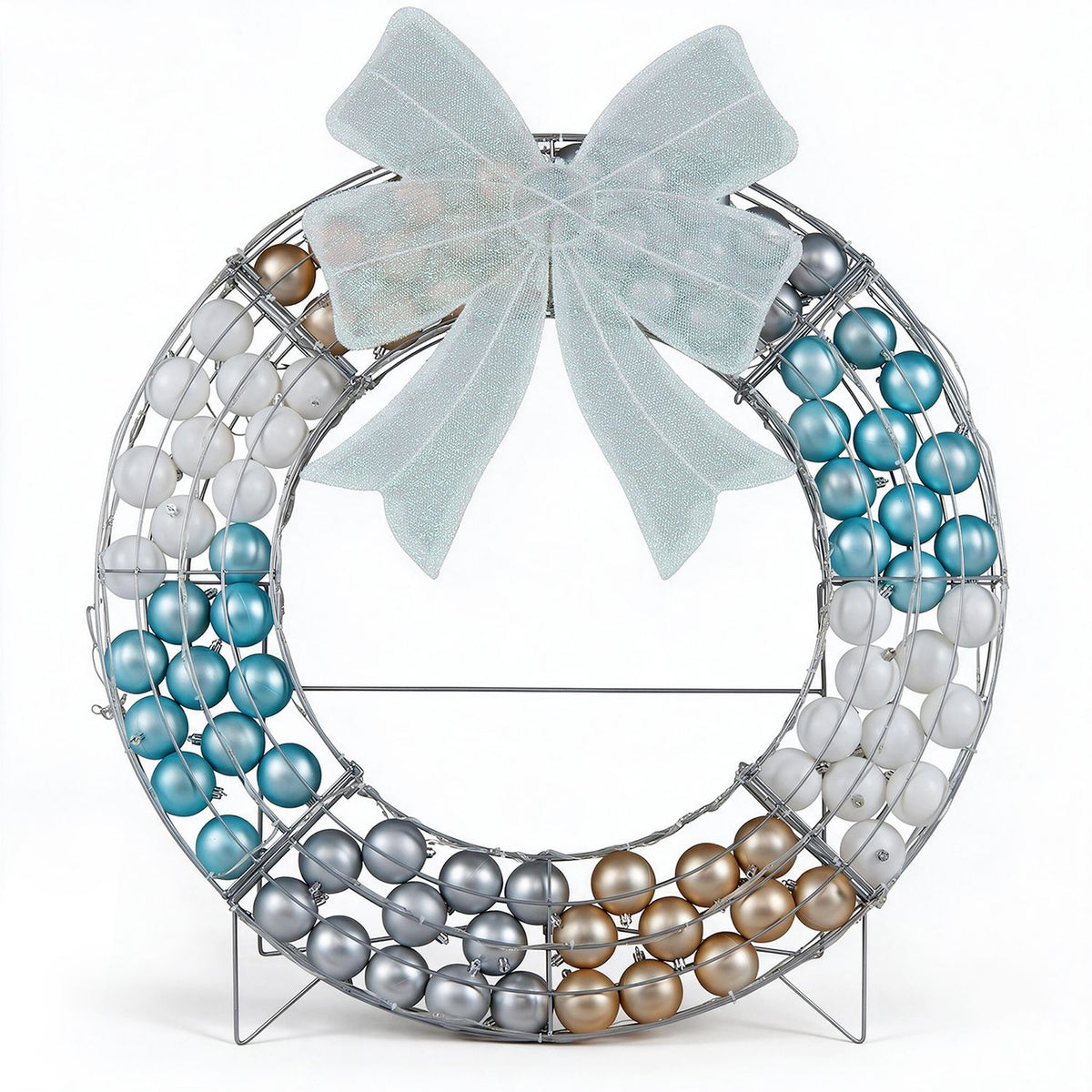 Lighted Christmas wreath decoration with 332 LED lights, festive holiday decor for Christmas celebrations.