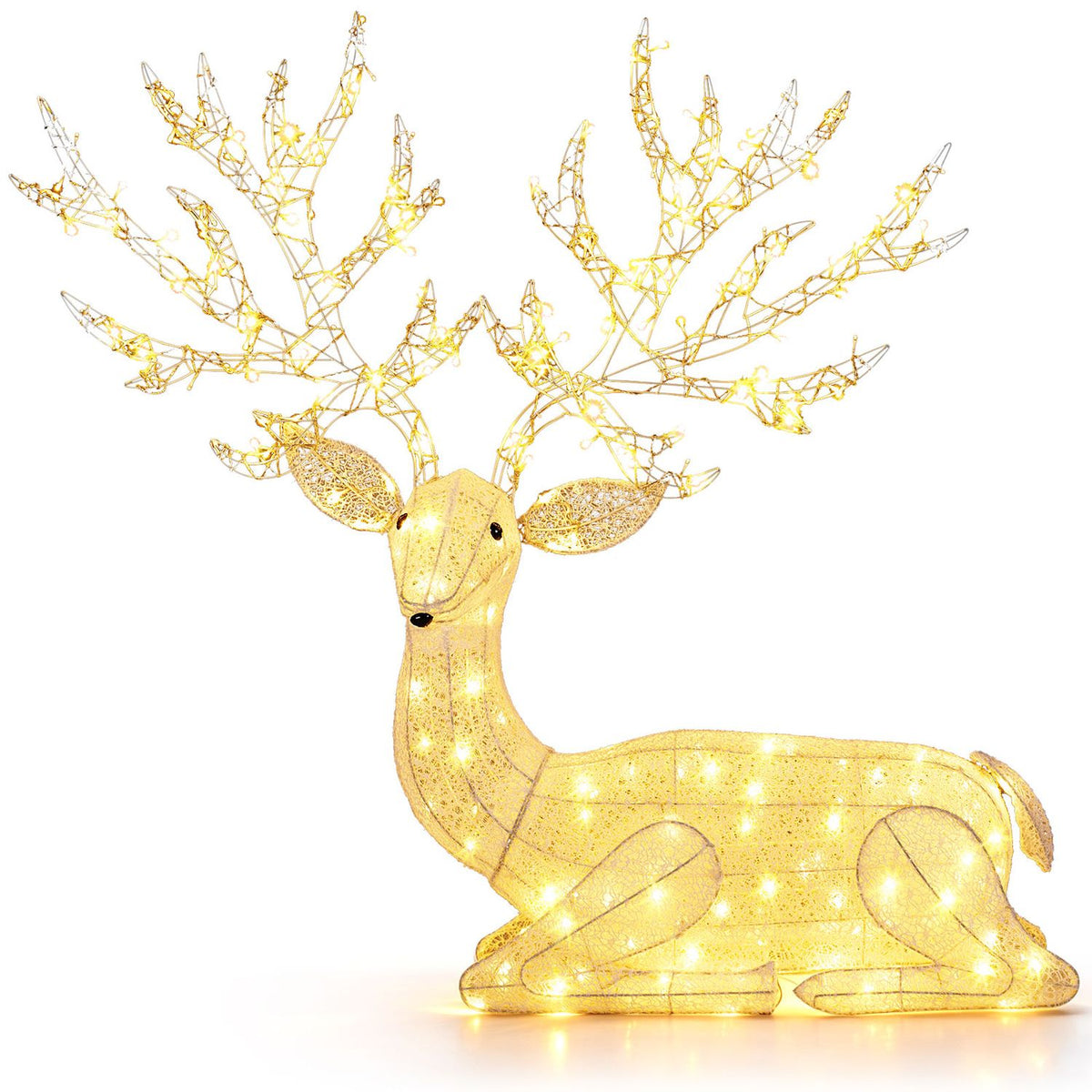 Lighted Kneeling Christmas Reindeer with 280 Warm White LED Lights