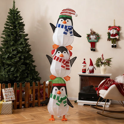 Lighted Penguins Decoration with Warm White Lights and Cute Hats