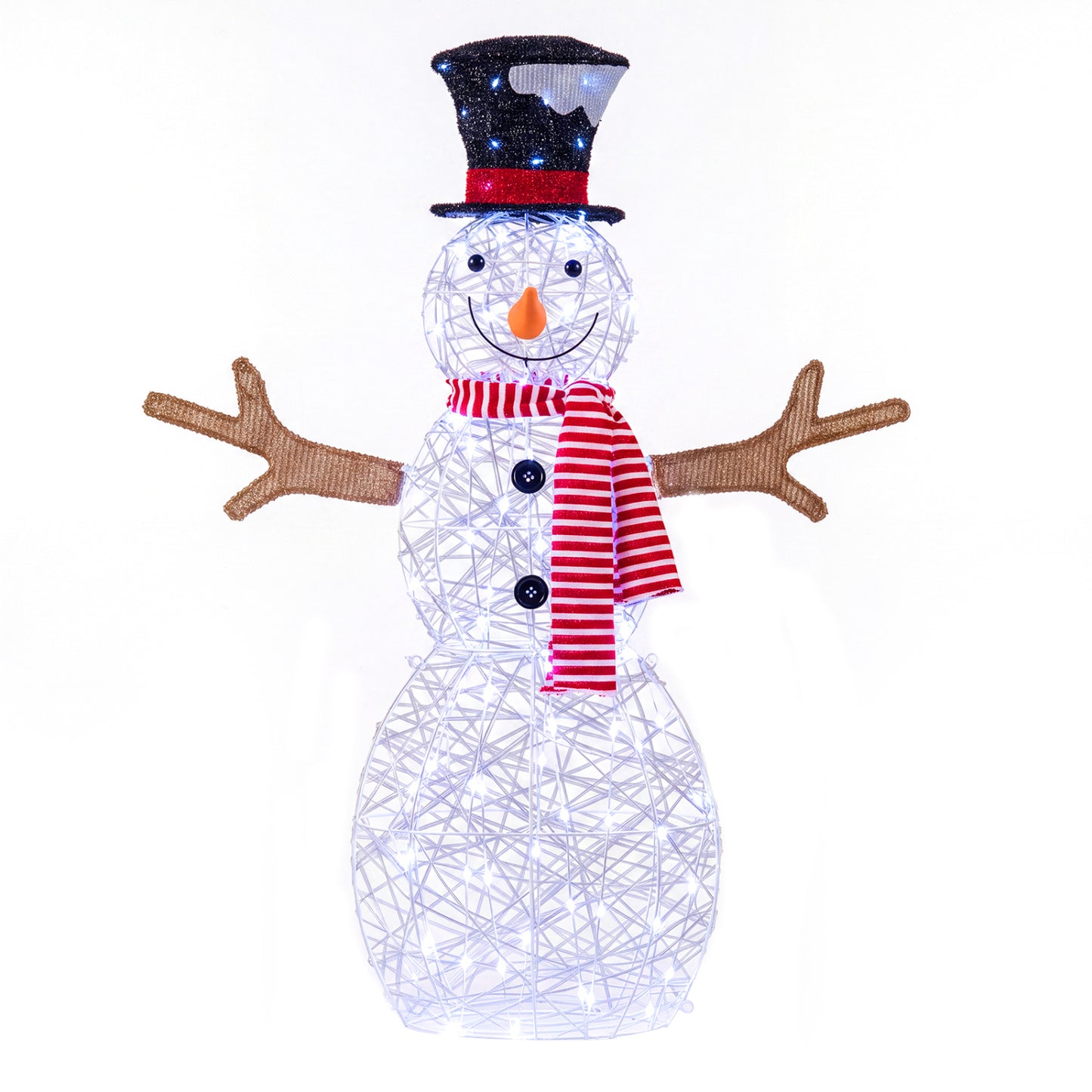 Lighted Snowman Christmas Decoration with Cold White LED Lights-White
