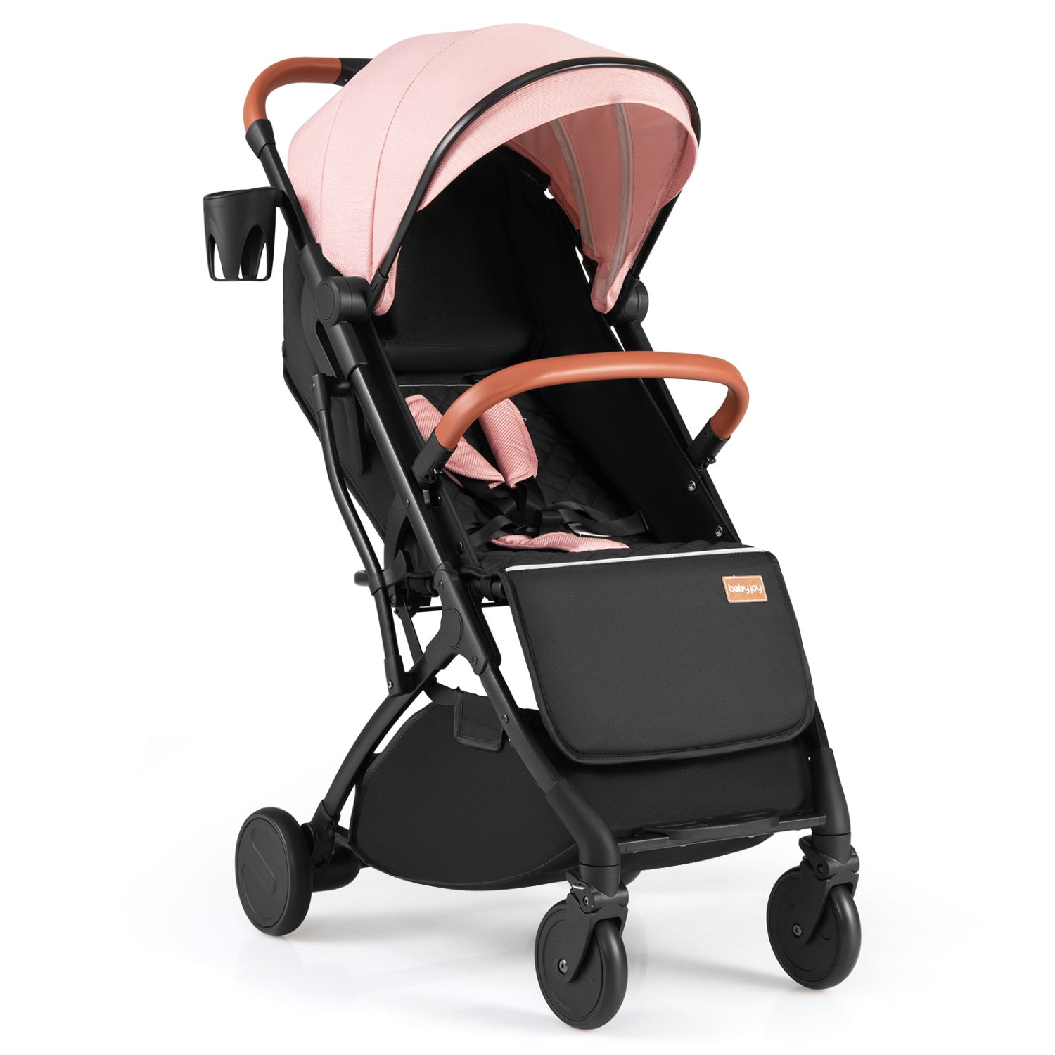Lightweight black baby stroller from Wilsons Home Store, compact travel stroller with one-hand fold for easy portability.