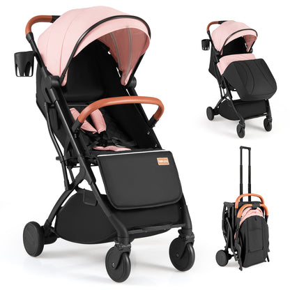 Black lightweight baby stroller with one-hand fold, compact travel stroller for babies and kids, by Wilsons Home Store.