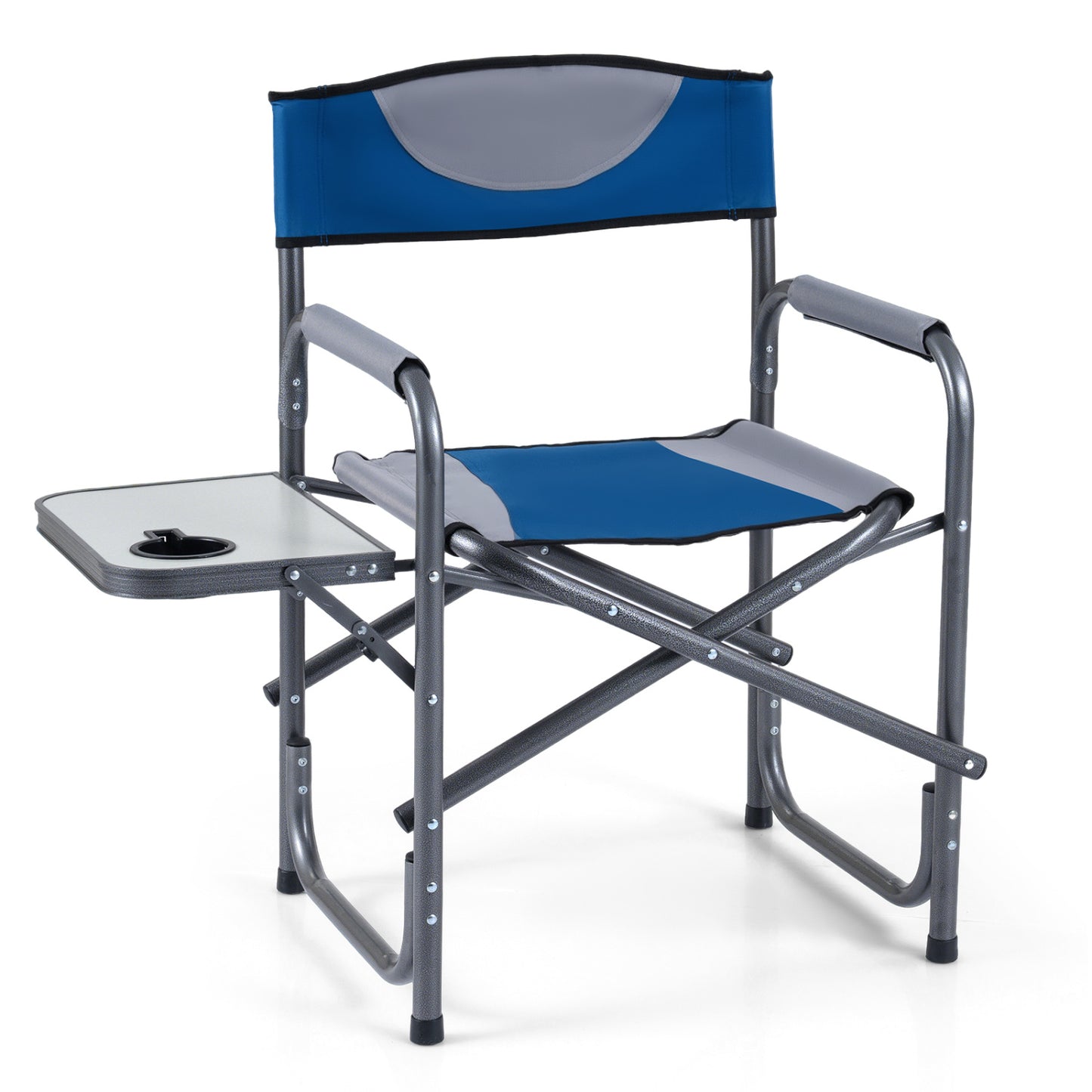 Lightweight Folding Camping Chair with Side Table-Black
