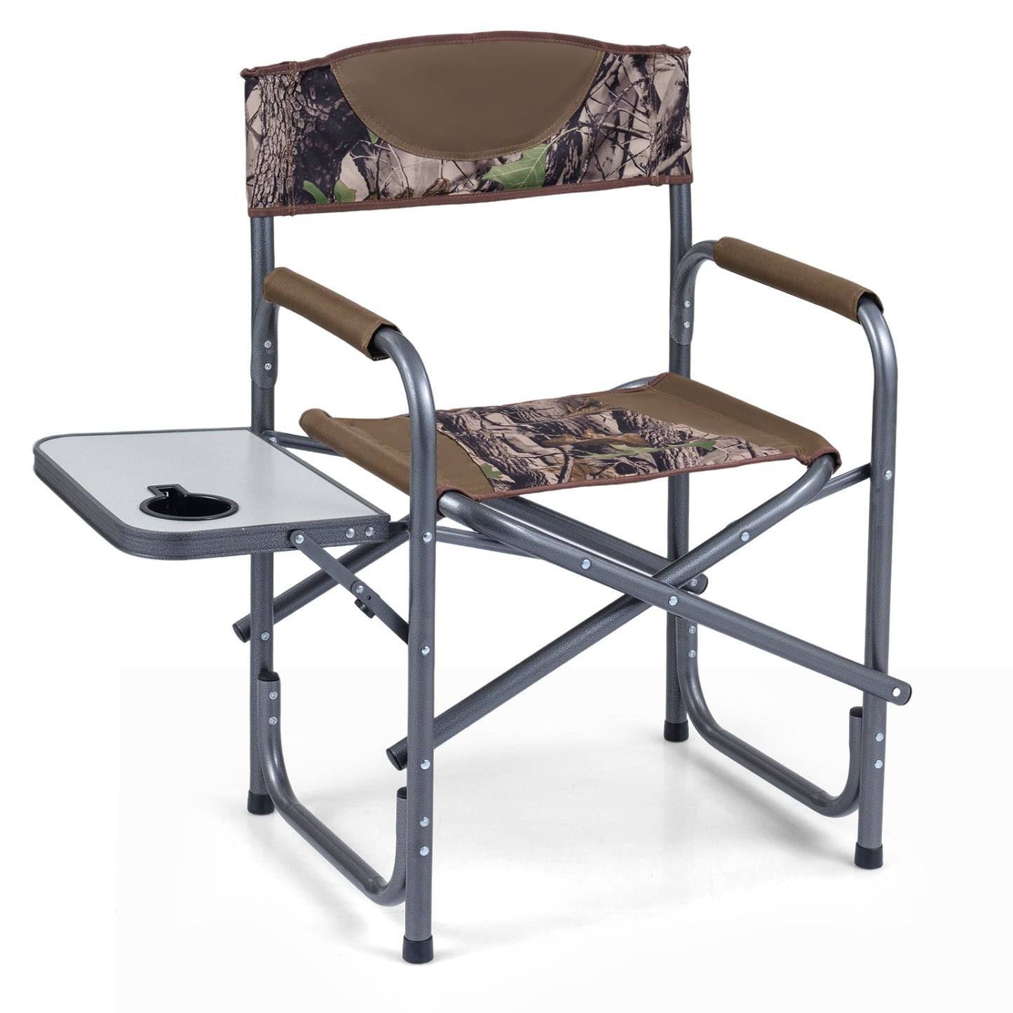 Lightweight Folding Camping Chair with Side Table-Black