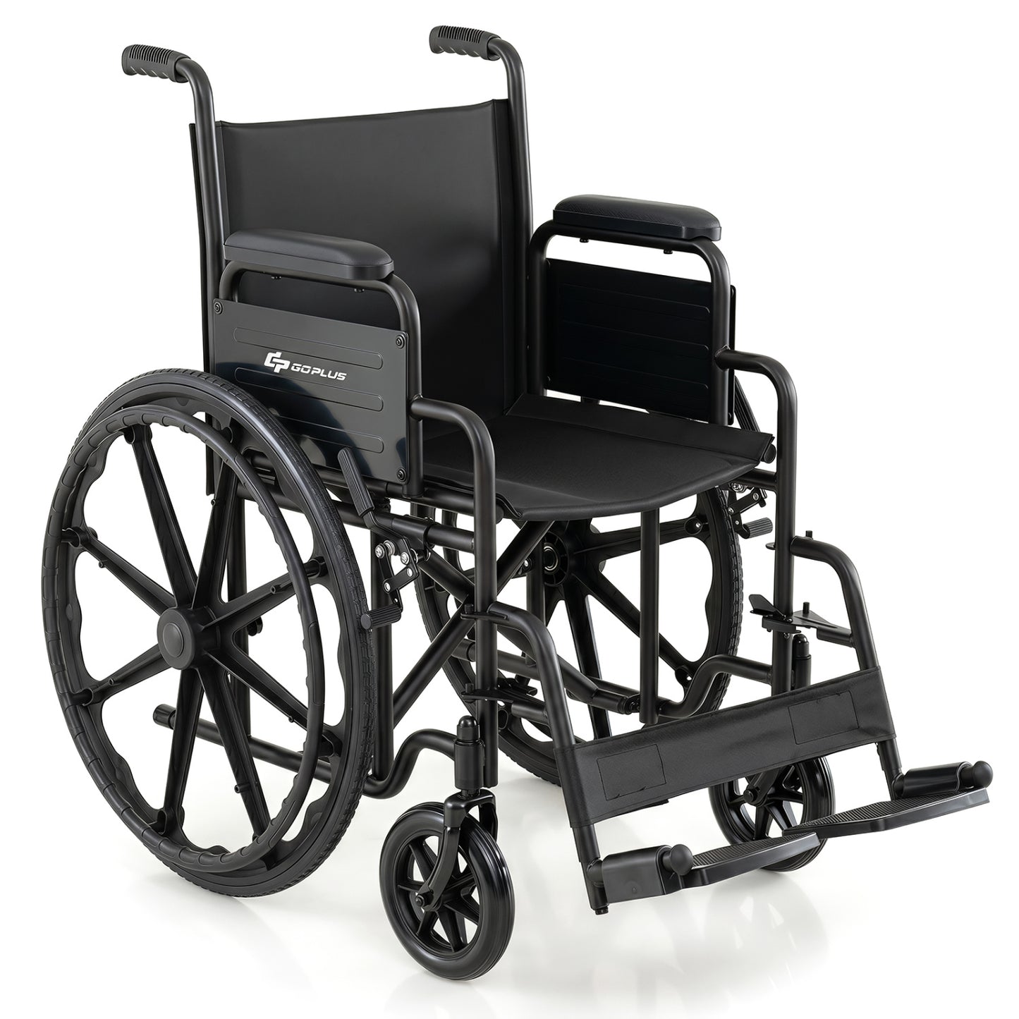 Lightweight Folding Wheelchair for Adults with Swing-Away Footrest and Desk Arm-Black