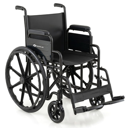 Lightweight Folding Wheelchair for Adults with Swing-Away Footrest and Desk Arm-Black