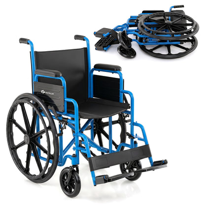Lightweight Folding Wheelchair for Adults with Swing-Away Footrest and Desk Arm-Black
