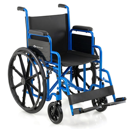 Lightweight Folding Wheelchair for Adults with Swing-Away Footrest and Desk Arm-Black