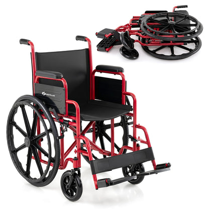 Lightweight Folding Wheelchair for Adults with Swing-Away Footrest and Desk Arm-Black