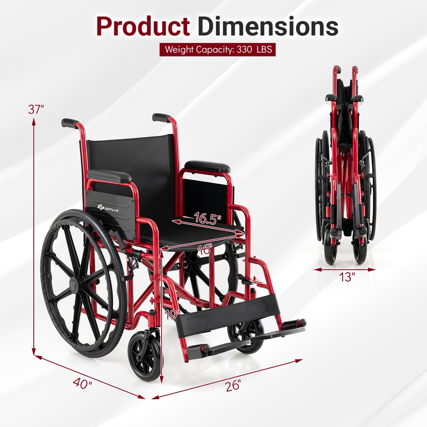 Lightweight Folding Wheelchair for Adults with Swing-Away Footrest and Desk Arm-Black
