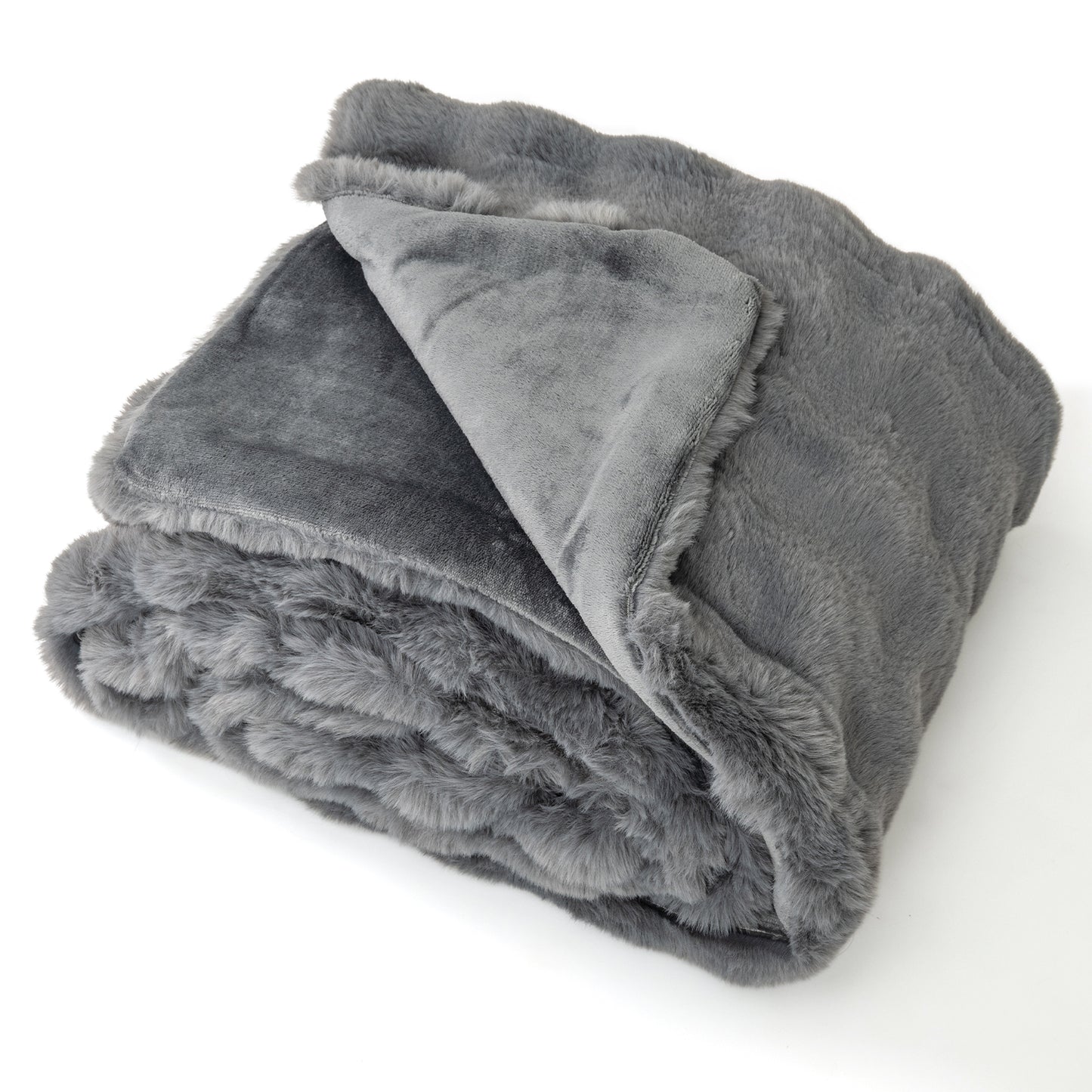 Luxury Fuzzy Plush Rabbit Fur Bubble Blanket for Armchair-GR