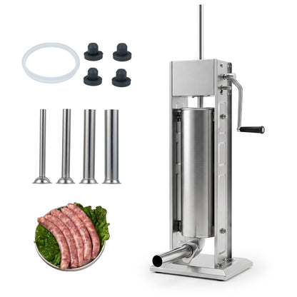 Manual Sausage Stuffer with 2 Speeds & 4 Stuffing Tubes for Commercial Home-5 L