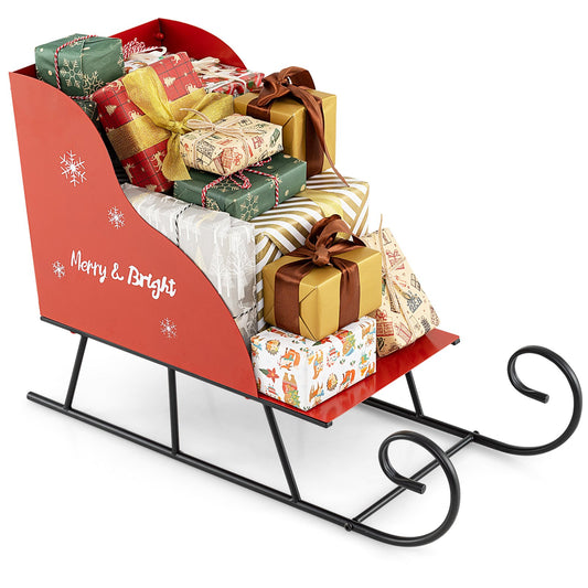 Metal Christmas Santa Sleigh Basket Xmas Santas Gift Storage Sleigh