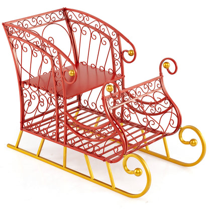 Metal Christmas Santa Sleigh Basket 2-Tier Xmas Santa's Gift Storage Sleigh