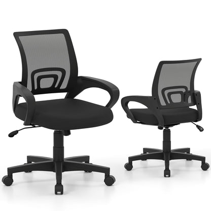 Mid-Back Mesh Office Chair Ergonomic Computer Chair with Lumbar Support-Black