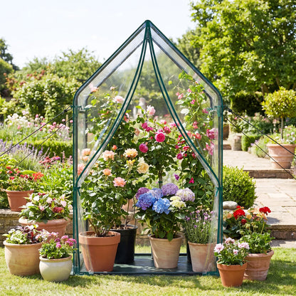 Mini Green House Metal Frame with Waterproof Bottom Mat and Wind Ropes-L