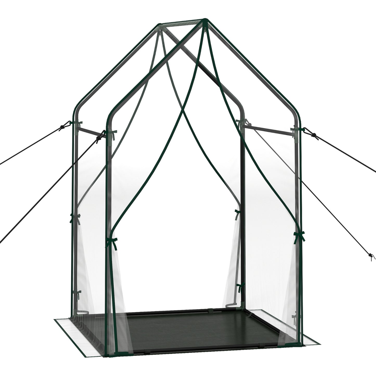Mini Green House Metal Frame with Waterproof Bottom Mat and Wind Ropes-L