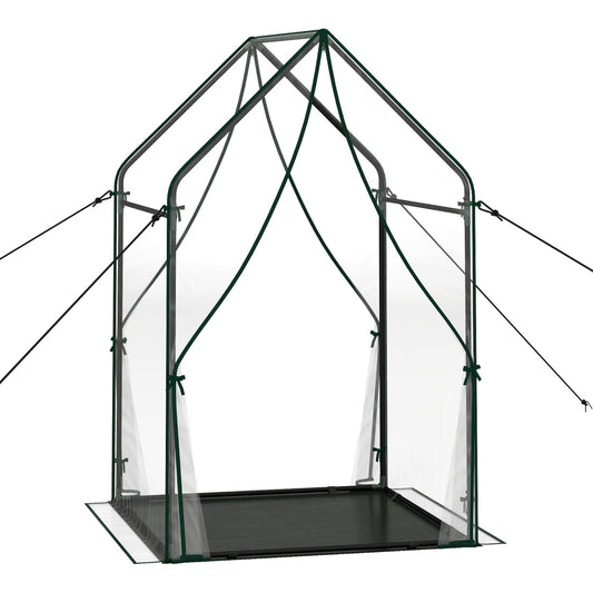 Mini Green House Metal Frame with Waterproof Bottom Mat and Wind Ropes-L