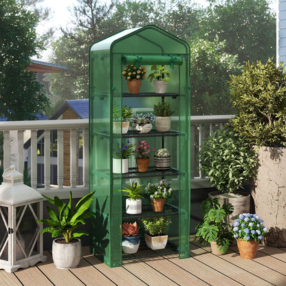 Mini Greenhouse Portable Plant Grow House with 5 Tier Shelves-Green