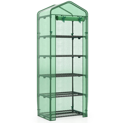 Mini Greenhouse Portable Plant Grow House with 5 Tier Shelves-Green