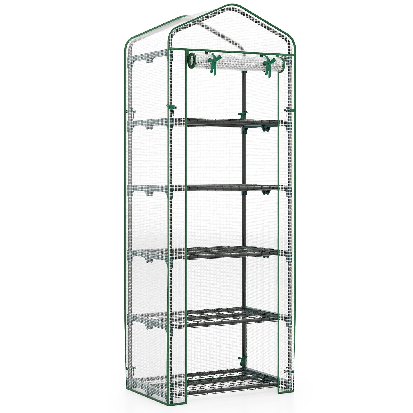 Mini Greenhouse Portable Plant Grow House with 5 Tier Shelves-Green