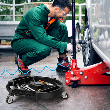 Mobile Automotive Tool Creeper with 3 Swivel Casters and 4 Compartments-BK