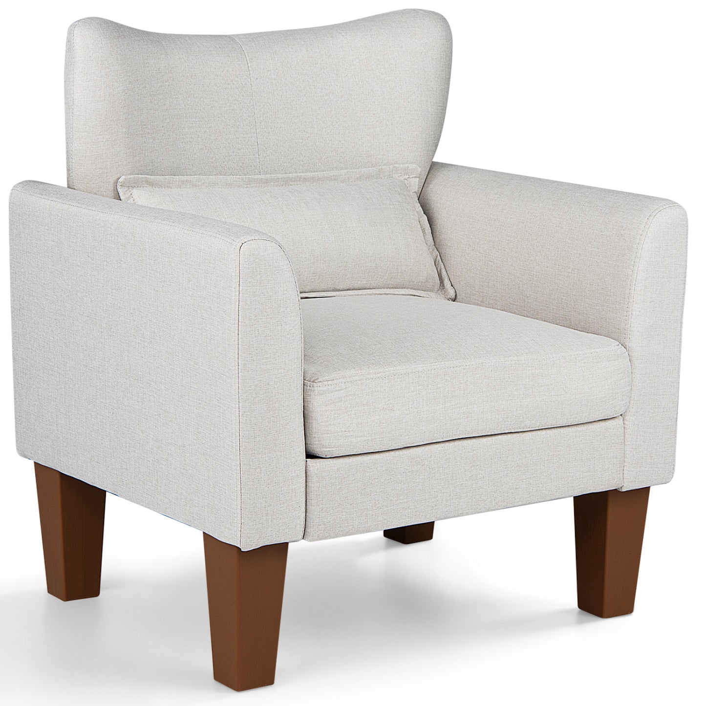 Modern Accent Chair with Removable Cushion & Pillow for Living Room-Beige