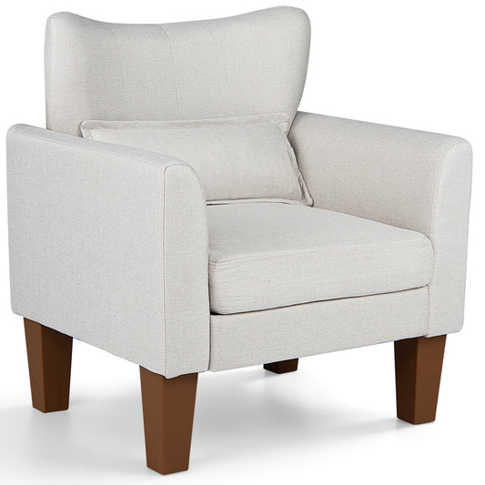 Modern Accent Chair with Removable Cushion & Pillow for Living Room-Beige