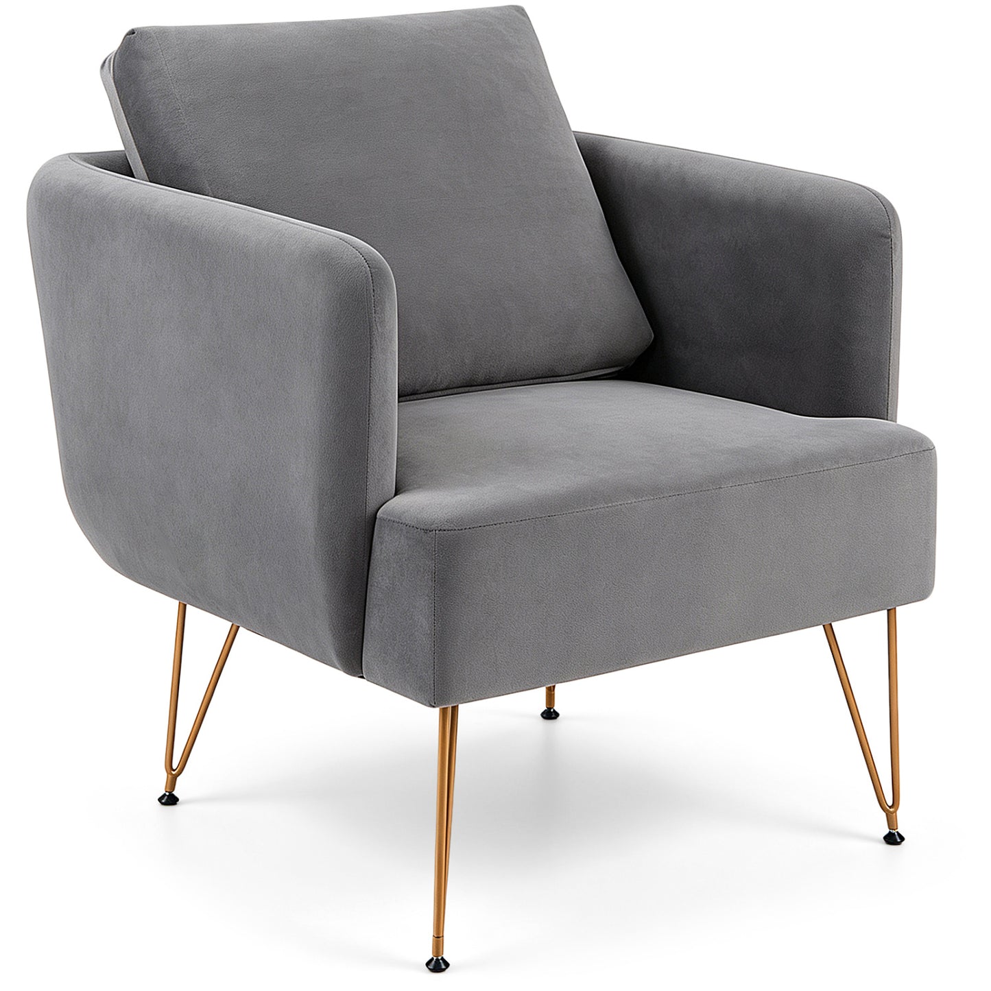 Modern Accent Chair w/Back Cushion & Golden Metal Legs for Living Room Bedroom-Beige