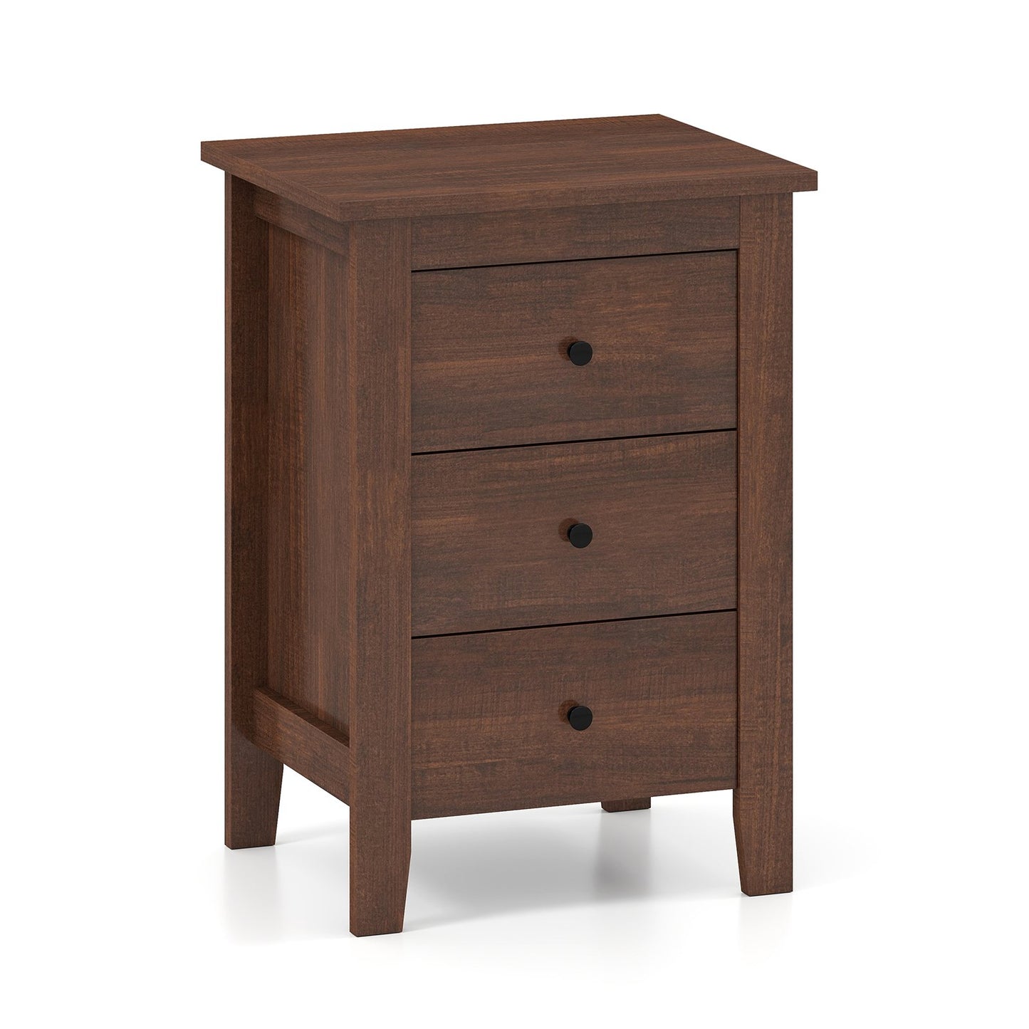 Nightstand End Beside Table Drawers Modern Storage Bedroom Furniture-Black