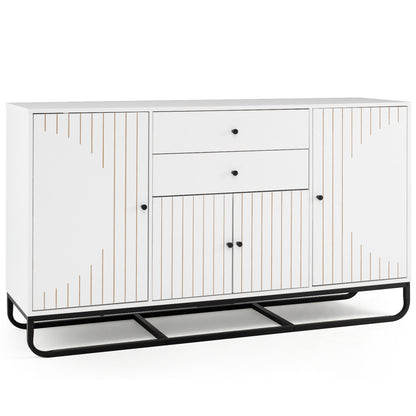 Modern Buffet Sideboard Cabinet w/ 2 Drawers & Adjustable Shelves for Dining Room-Black