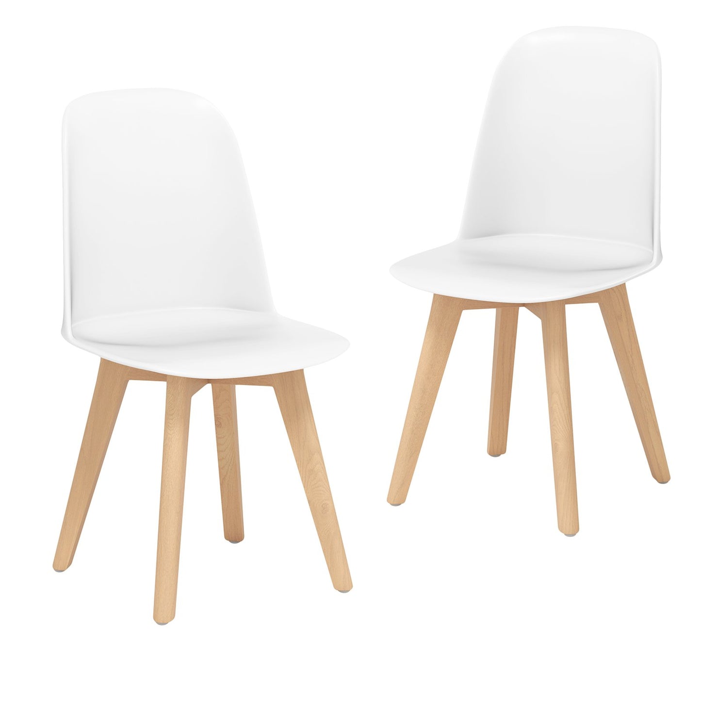 Modern Dining Chair Set of 2 with Solid Beech Wood Legs and Tilt Backrest-Black