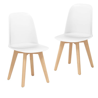 Modern Dining Chair Set of 2 with Solid Beech Wood Legs and Tilt Backrest-Black