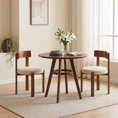 Modern Dining Chairs Set of 2 with Solid Rubber Wood Legs-Brown