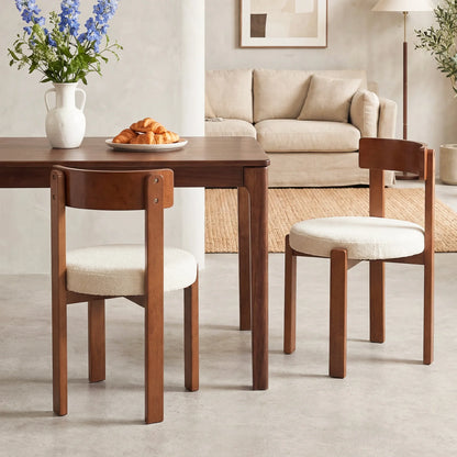Modern Dining Chairs Set of 4 with Solid Rubber Wood Legs-Brown