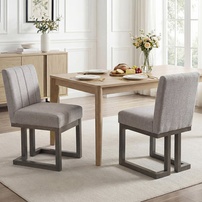 Modern Farmhouse Fabric Dining Chairs Set of 2 with 5.5" Thickened Padded Seat-Gray