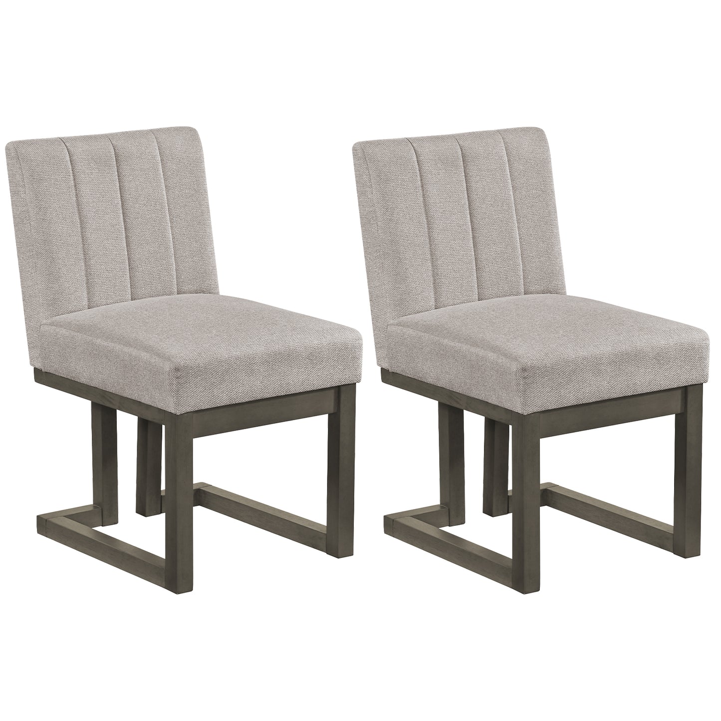 Modern Farmhouse Fabric Dining Chairs Set of 2 with 5.5" Thickened Padded Seat-Gray