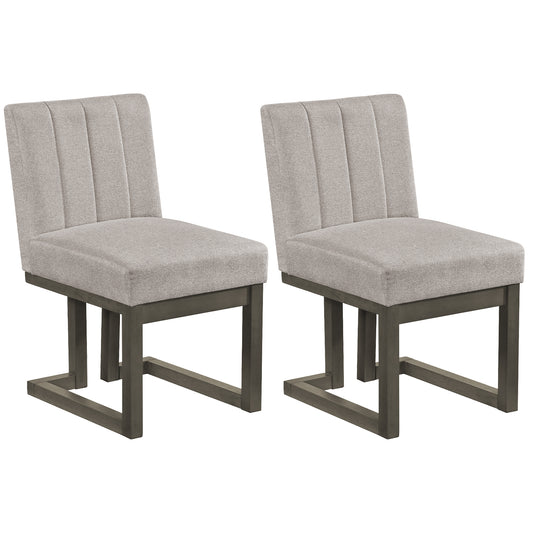 Modern Farmhouse Fabric Dining Chairs Set of 2 with 5.5" Thickened Padded Seat-Gray