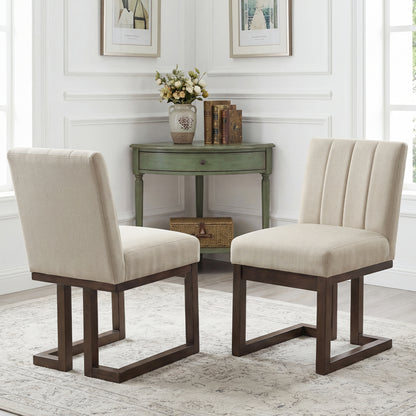 Modern Farmhouse Fabric Dining Chairs Set of 2 with 5.5" Thickened Padded Seat-Gray