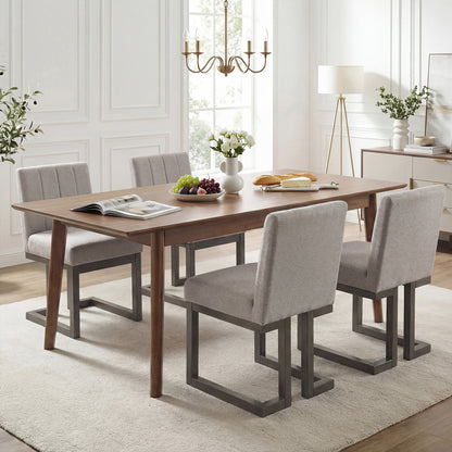 Modern Farmhouse Fabric Dining Chairs Set of 4 with 5.5" Thickened Padded Seat-Gray